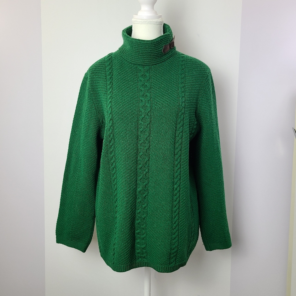 Tachi merino wool blend cable knit turtleneck sweater (PTP 20")
